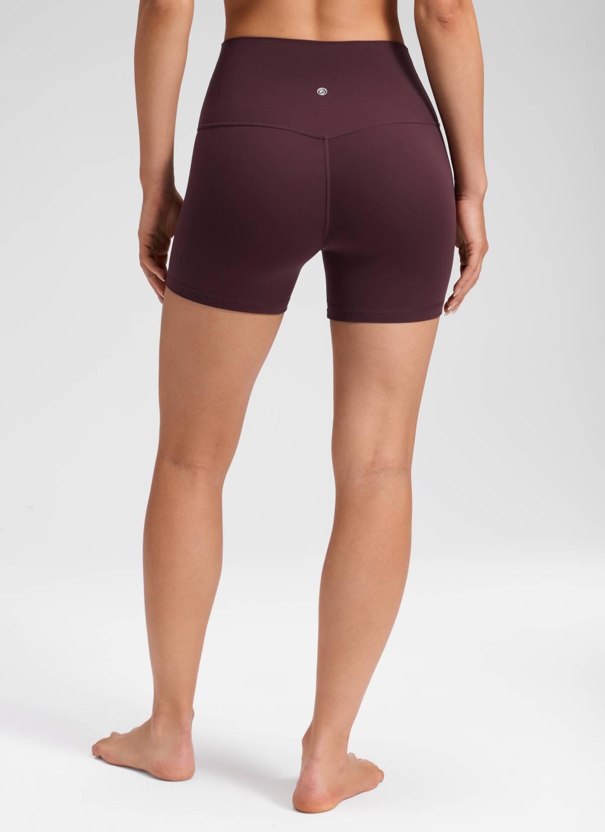 CRZ YOGA Women's Butterluxe Yoga High Rise No Front Seam Shorts 4'' Ripe Plum @model_info:Milena