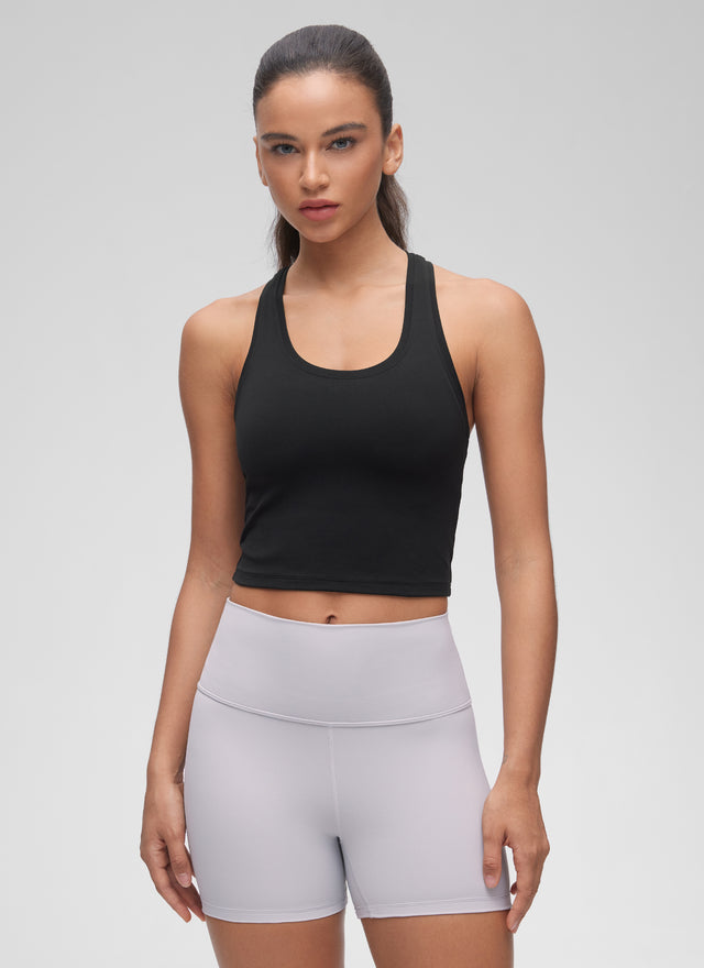 CRZ YOGA Women's Butterluxe Scoop Neck Racerback Cropped Lounge Yoga Tank Black @model_info:Winma