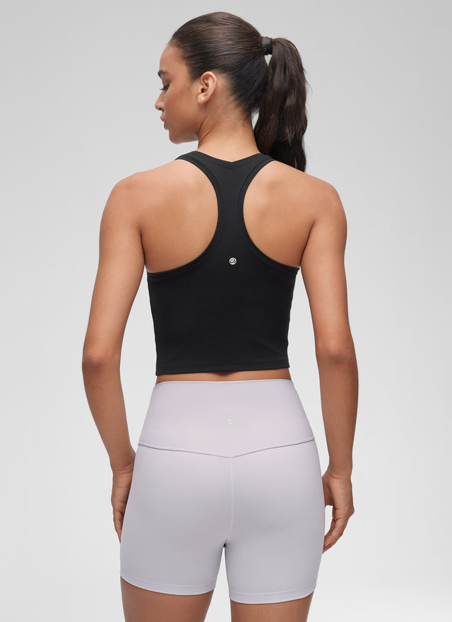 CRZ YOGA Women's Butterluxe Scoop Neck Racerback Cropped Lounge Yoga Tank Black @model_info:Winma