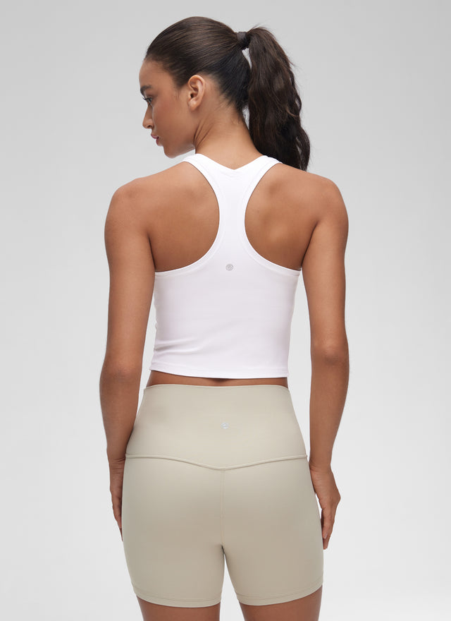 CRZ YOGA Women's Butterluxe Scoop Neck Racerback Cropped Lounge Yoga Tank White @model_info:Winma
