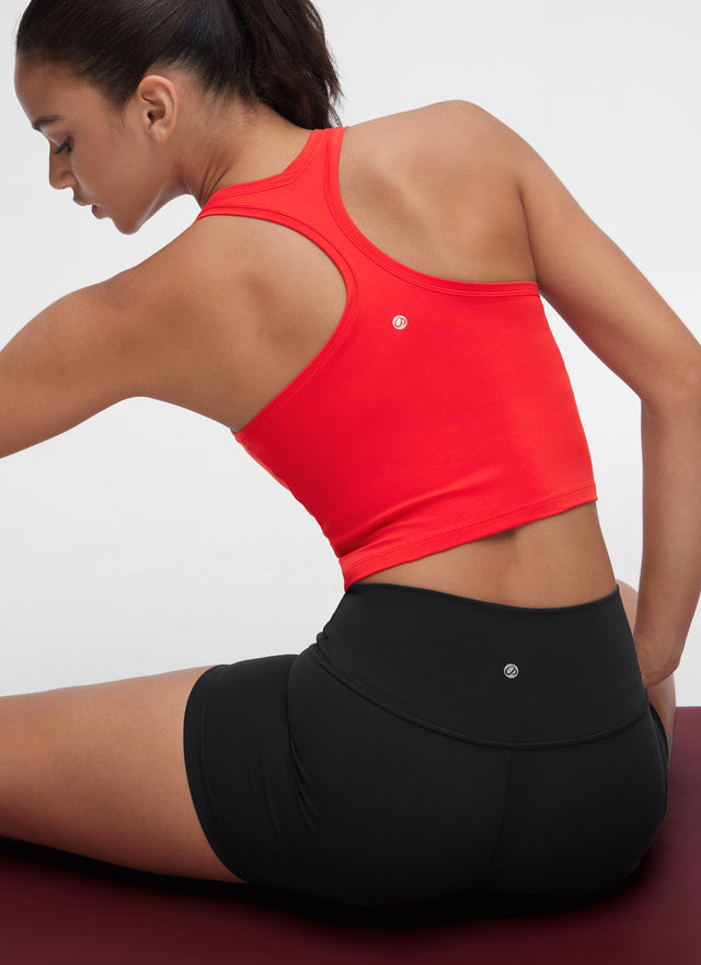 CRZ YOGA Women's Butterluxe Scoop Neck Racerback Cropped Lounge Yoga Tank Deep Red