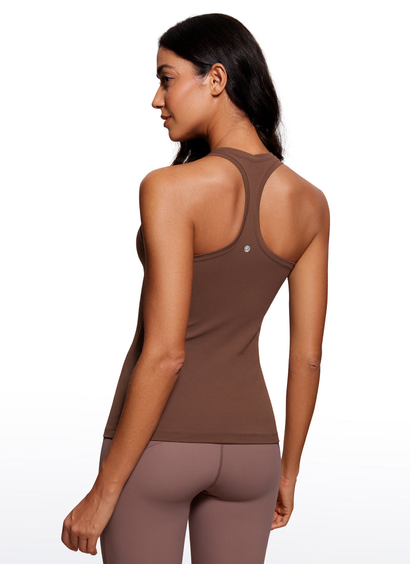 CRZ YOGA Women's Yoga Slim Fit Tops Butterluxe Tank Racerback Coffee Brown