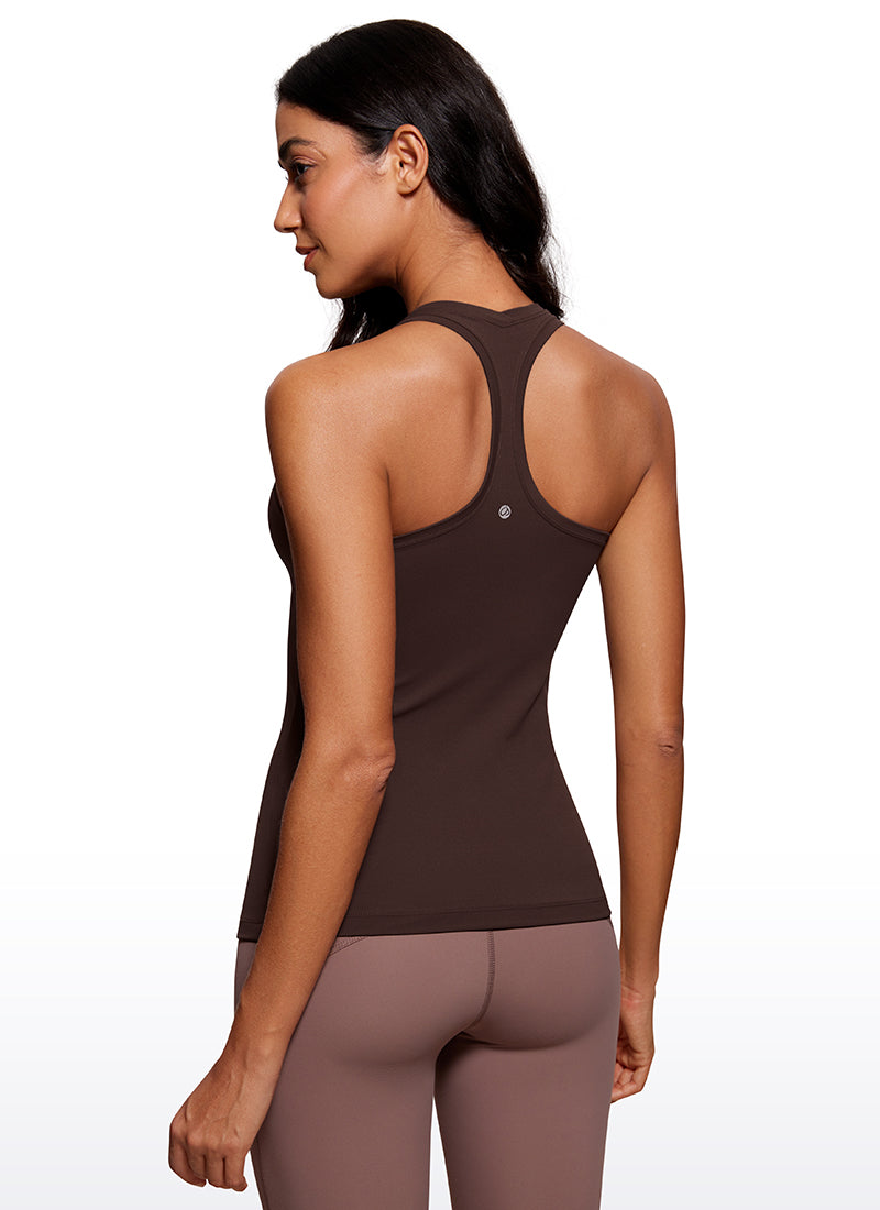 CRZ YOGA Women's Yoga Slim Fit Tops Butterluxe Tank Racerback Hot Fudge Brown @model_info:Mariana