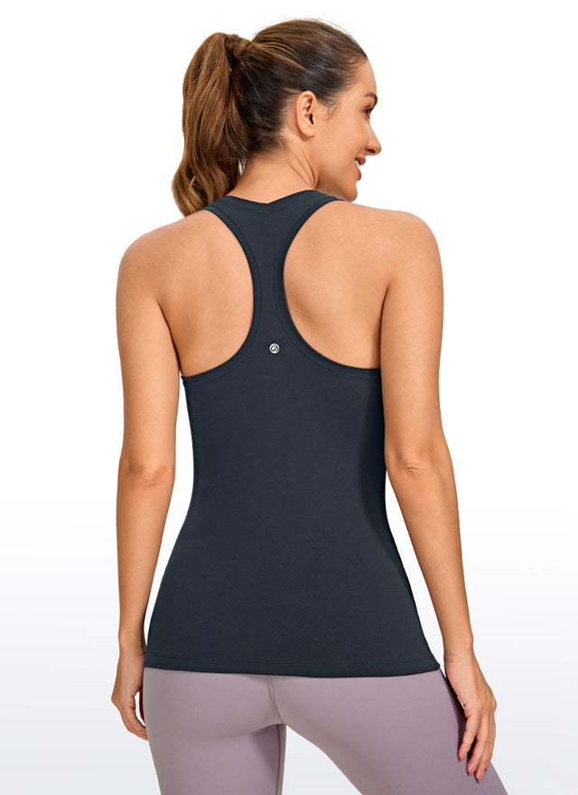 CRZ YOGA Women's Yoga Slim Fit Tops Butterluxe Tank Racerback True Navy