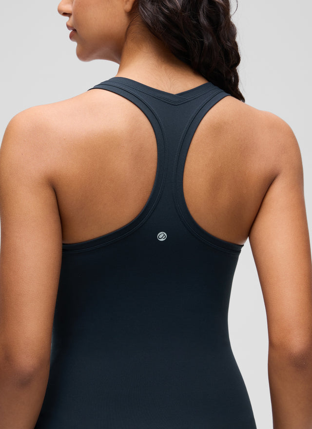 CRZ YOGA Women's Yoga Tight Fit Butterluxe Crewneck Tank Top Racerback True Navy @model_info:Liss