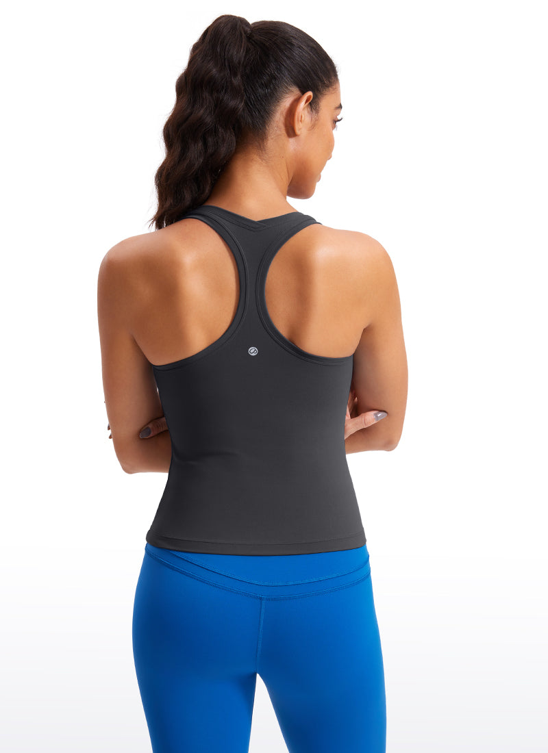 CRZ YOGA Women's Yoga Tight Fit Butterluxe Crewneck Tank Top Racerback Mysterious Grey