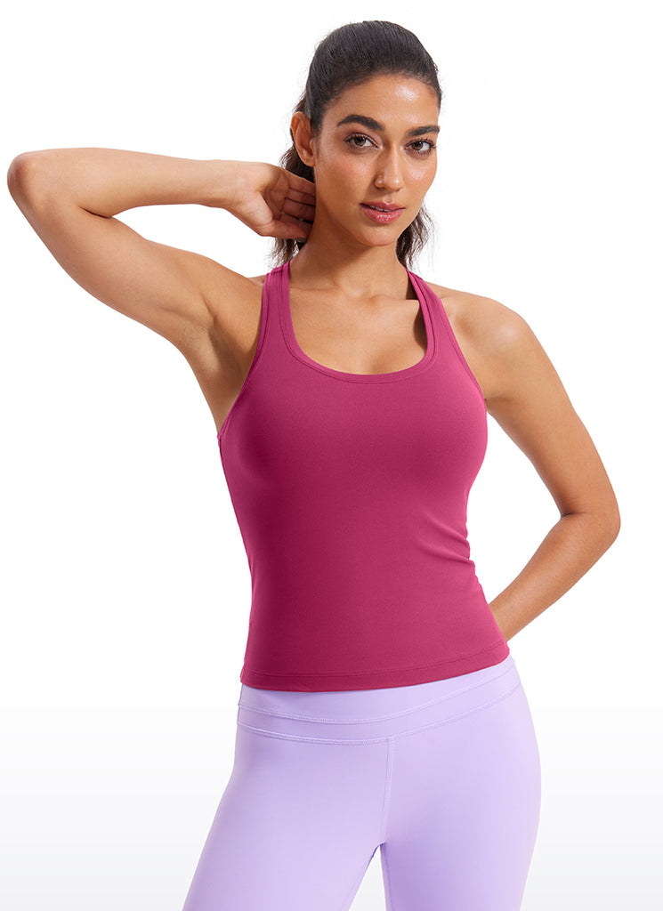 CRZ YOGA Women's Yoga Tight Fit Butterluxe Crewneck Tank Top Racerback Washed Mauve
