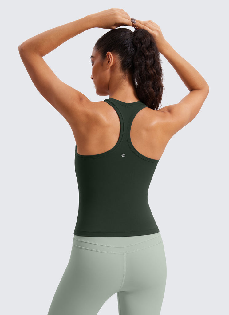 CRZ YOGA Women's Yoga Tight Fit Butterluxe Crewneck Tank Top Racerback Vita Pink