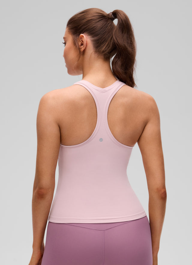 CRZ YOGA Women's Yoga Tight Fit Butterluxe Crewneck Tank Top Racerback Pink Haze @model_info:V
