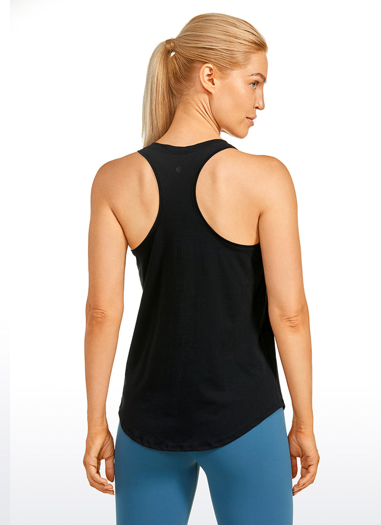 CRZ YOGA Women's Yoga Loose Fit Tops Pima Cotton Tank Racerback Black