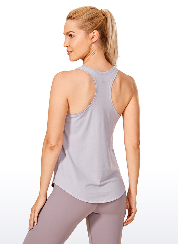 CRZ YOGA Women's Yoga Loose Fit Tops Pima Cotton Tank Racerback Iced Iris