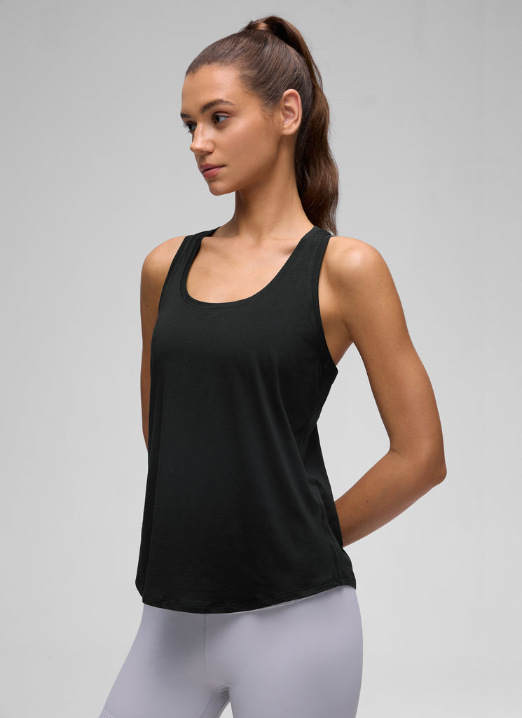 CRZ YOGA Women's Yoga Loose Fit Tops Pima Cotton Tank Racerback Black