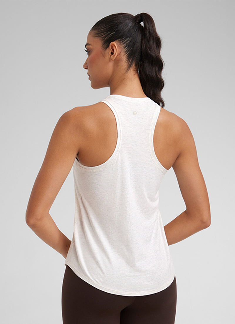 CRZ YOGA Women's Yoga Loose Fit Tops Pima Cotton Tank Racerback Ice Grey White