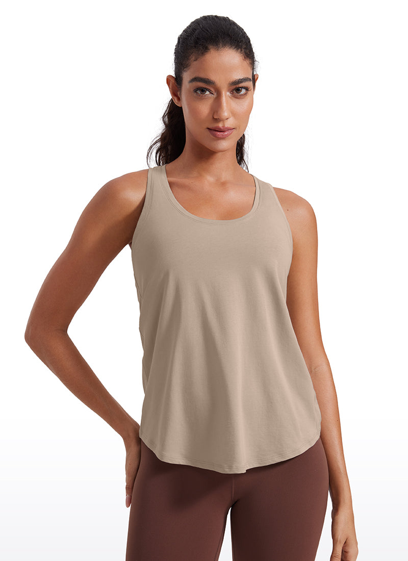 CRZ YOGA Women's Yoga Loose Fit Tops Pima Cotton Tank Racerback Mortar color