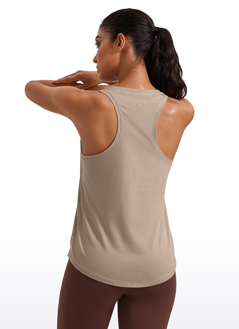 CRZ YOGA Women's Yoga Loose Fit Tops Pima Cotton Tank Racerback Mortar color