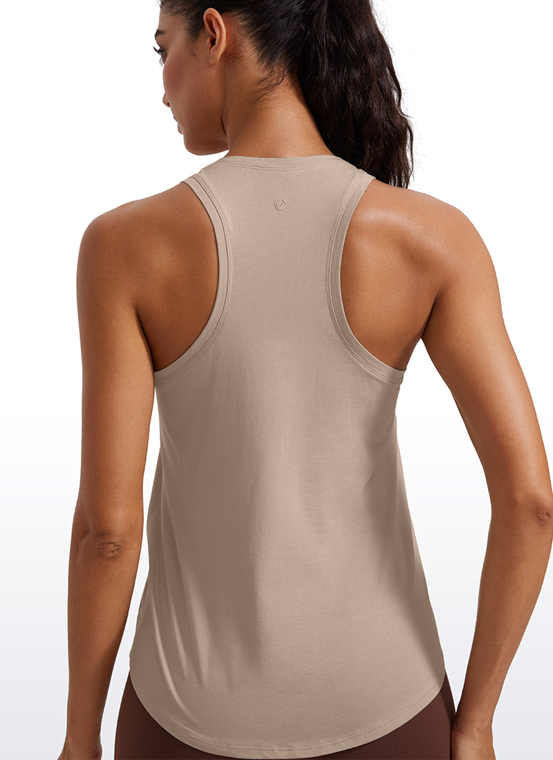 CRZ YOGA Women's Yoga Loose Fit Tops Pima Cotton Tank Racerback Mortar color