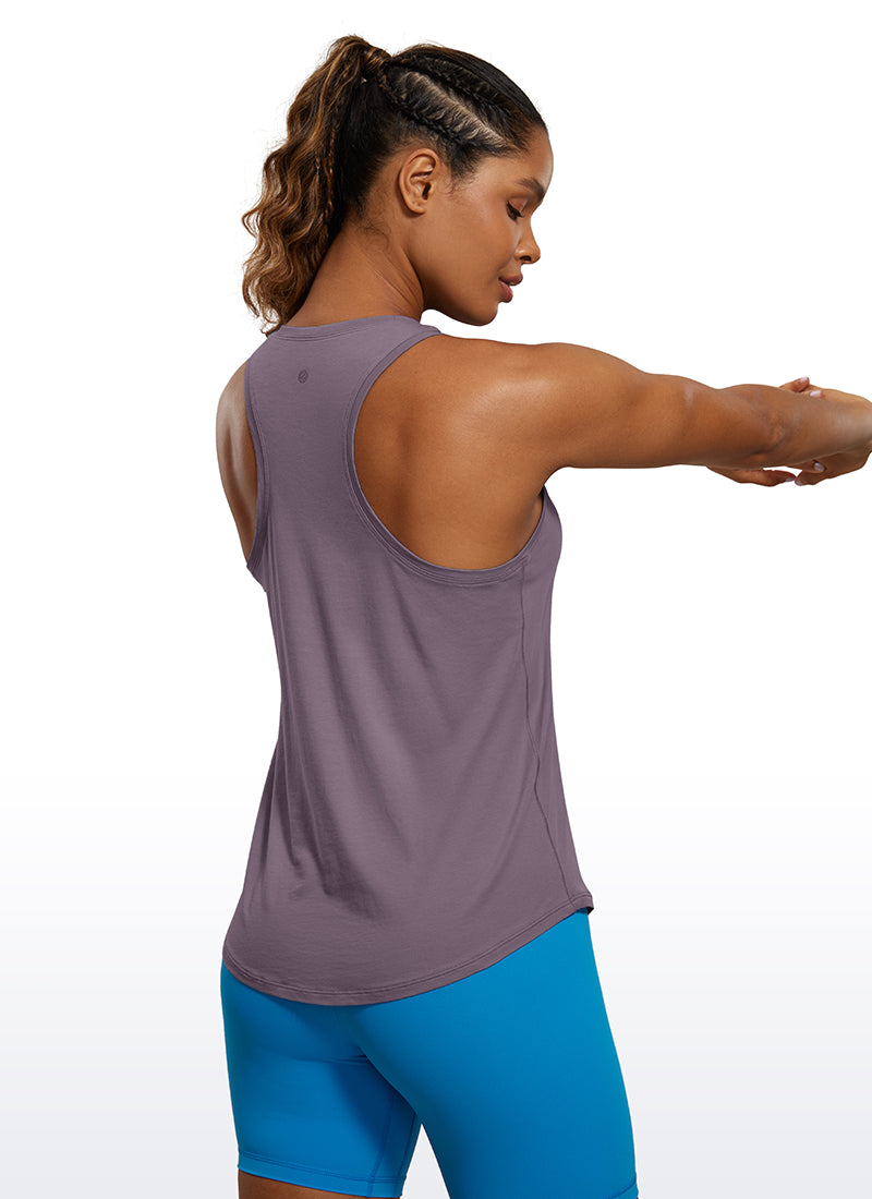 CRZ YOGA Women's Yoga Loose Fit Tops Pima Cotton Tank Racerback purple gray
