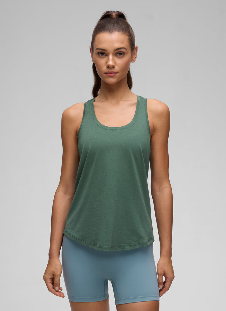 CRZ YOGA Women's Yoga Loose Fit Tops Pima Cotton Tank Racerback Graphite Green