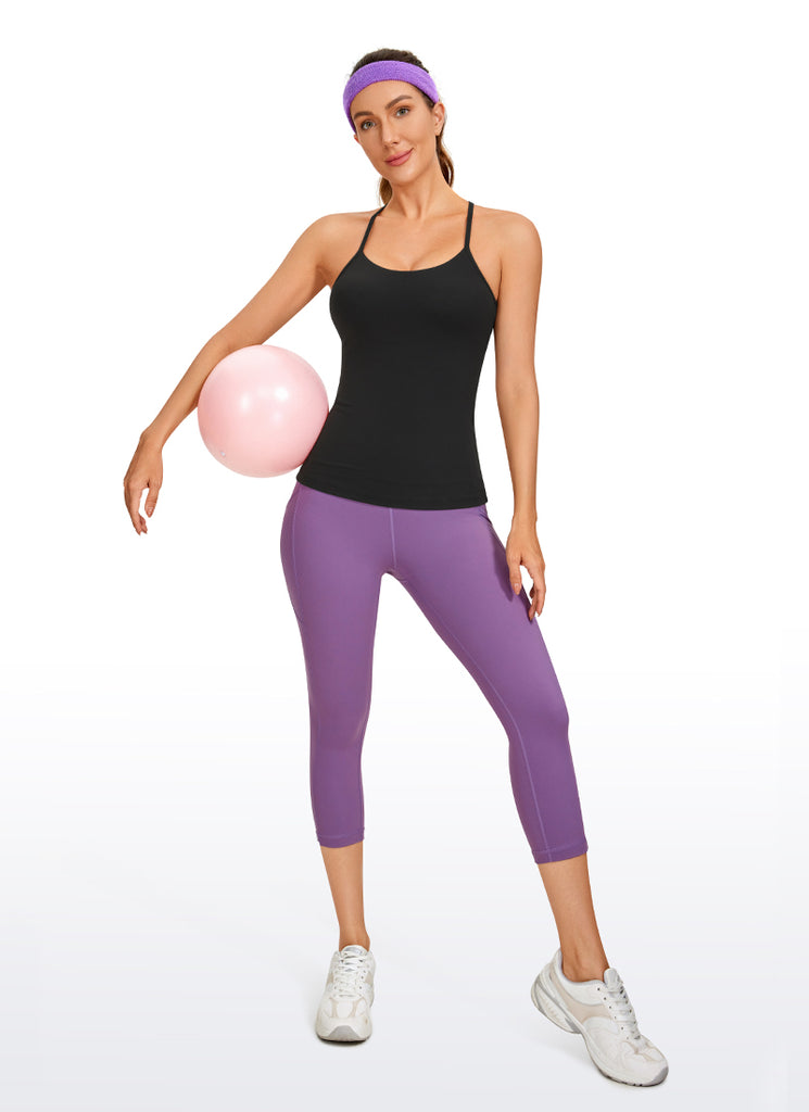 CRZ YOGA Women's Yoga Slim Fit Butterluxe Built-in Bra Tank Y Back Grey Sage