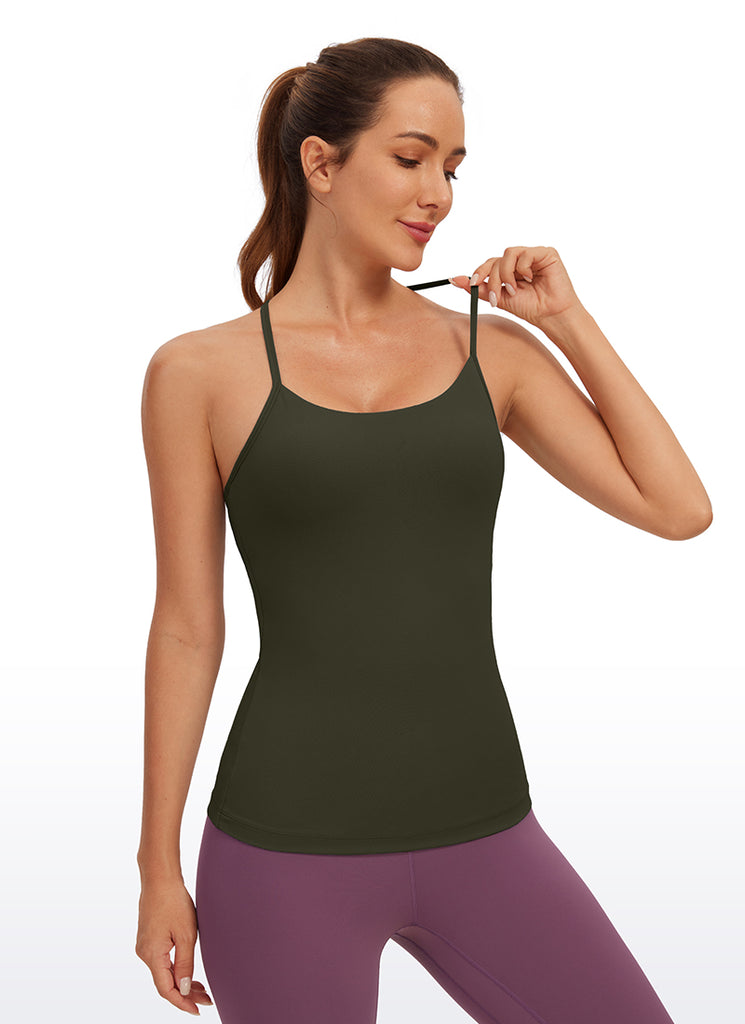 CRZ YOGA Women's Yoga Slim Fit Butterluxe Built-in Bra Tank Y Back Black