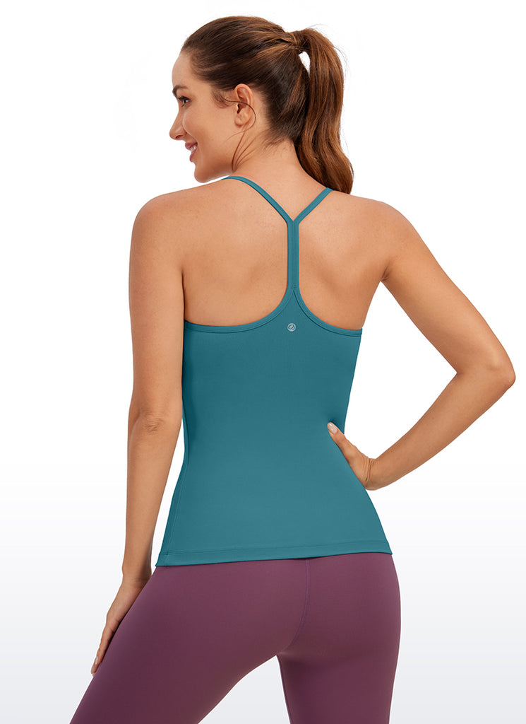 CRZ YOGA Women's Yoga Slim Fit Butterluxe Built-in Bra Tank Y Back Olive Green