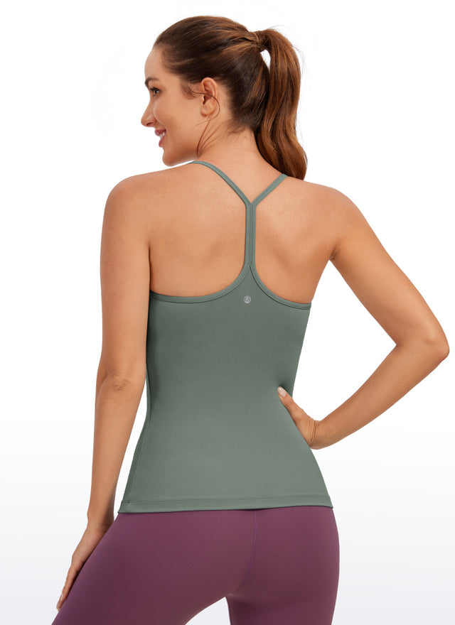 CRZ YOGA Women's Yoga Slim Fit Butterluxe Built-in Bra Tank Y Back Grey Sage