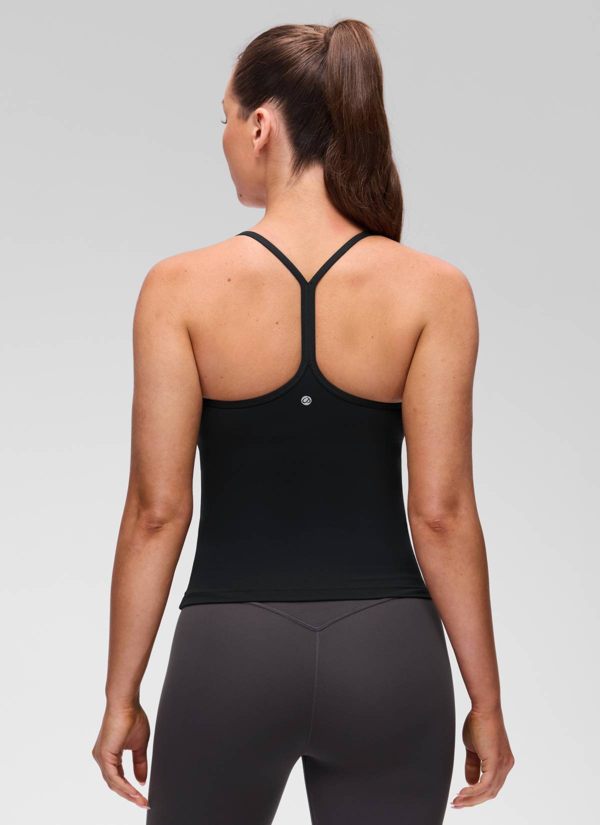 CRZ YOGA Women's Yoga Slim Fit Butterluxe Built-in Bra Tank Y Back Black @model_info:Brooklyn