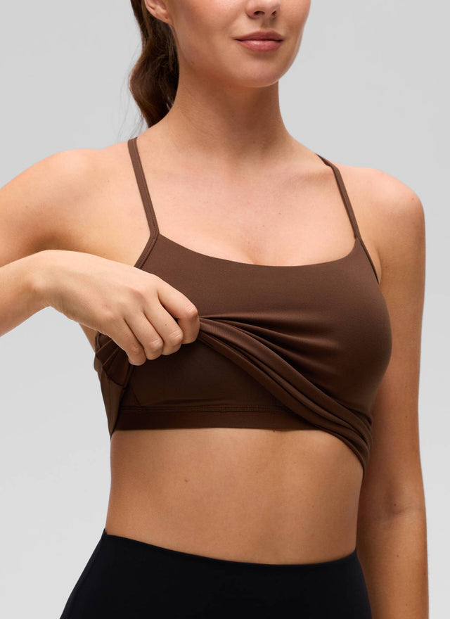 CRZ YOGA Women's Yoga Slim Fit Butterluxe Built-in Bra Tank Y Back Lava Brown @model_info:Gelya