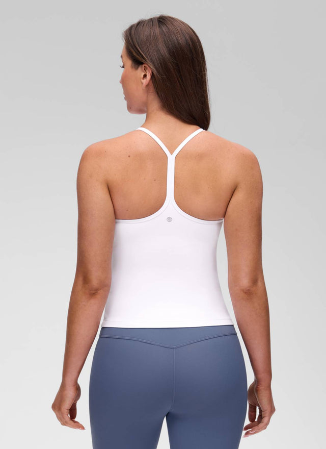 CRZ YOGA Women's Yoga Slim Fit Butterluxe Built-in Bra Tank Y Back White