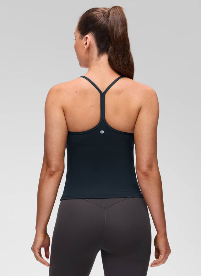 CRZ YOGA Women's Yoga Slim Fit Butterluxe Built-in Bra Tank Y Back True Navy