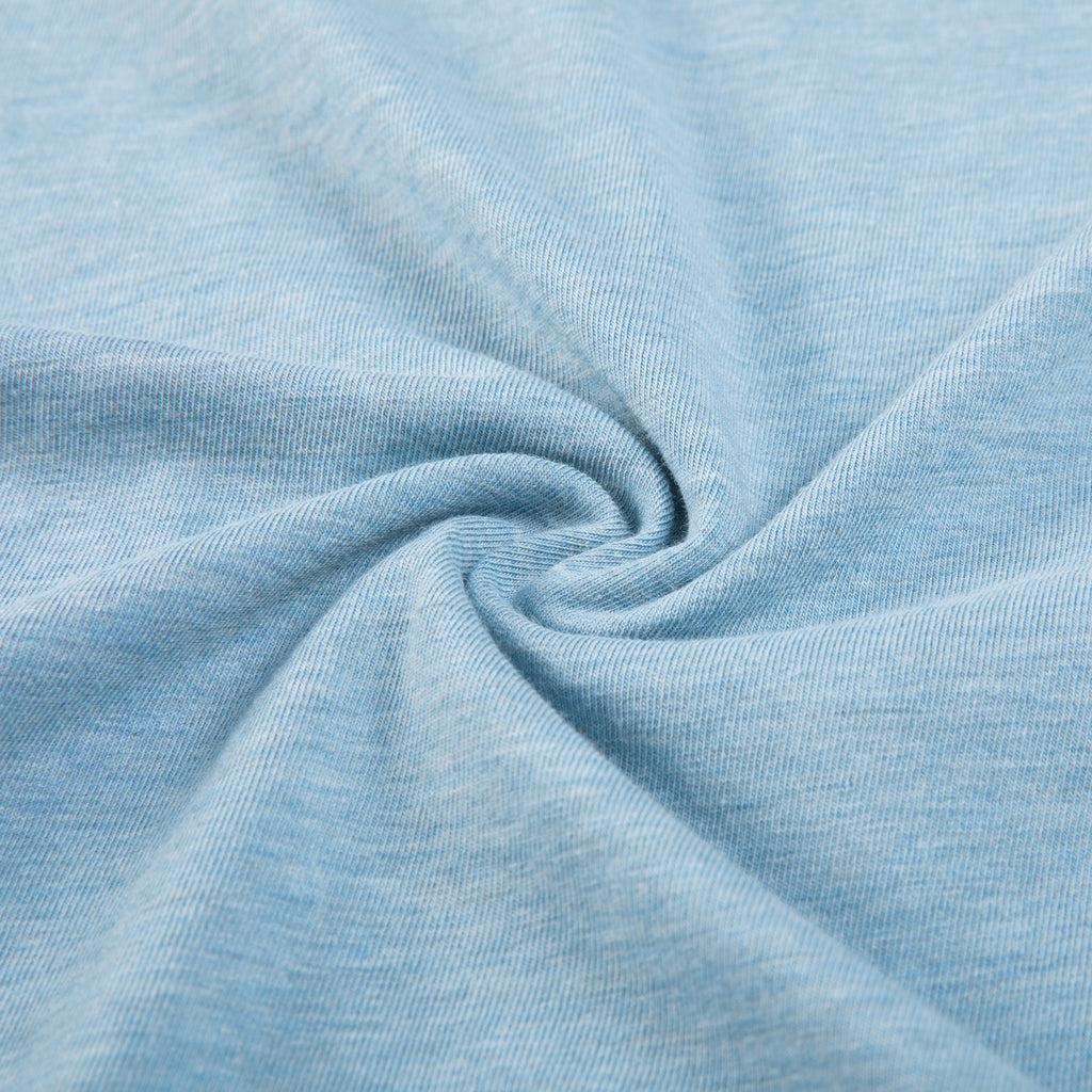 CRZ YOGA Women's Casual Relaxed Fit Shirts Pima Cotton Short Sleeves Heathered Neptune Blue