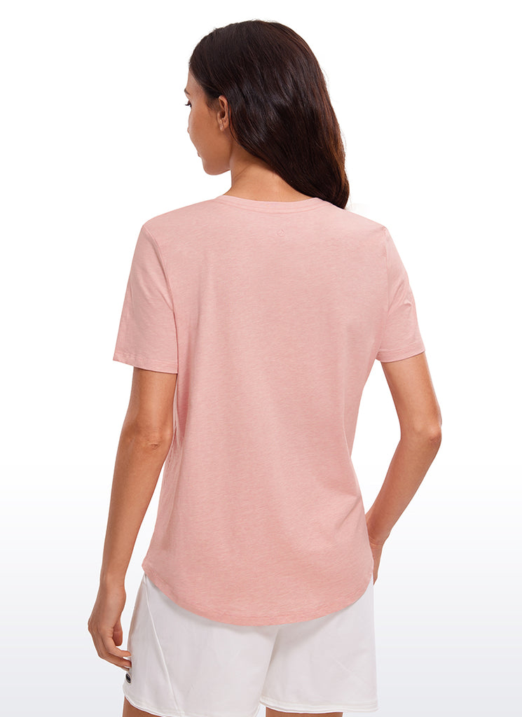 CRZ YOGA Women's Yoga Loose Fit Pima Cotton Short Sleeves White