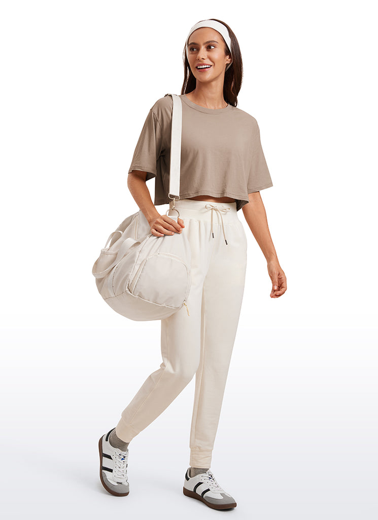 CRZ YOGA Women's Casual Loose Fit Pima Cotton Short Sleeves Cropped Dark Red 2