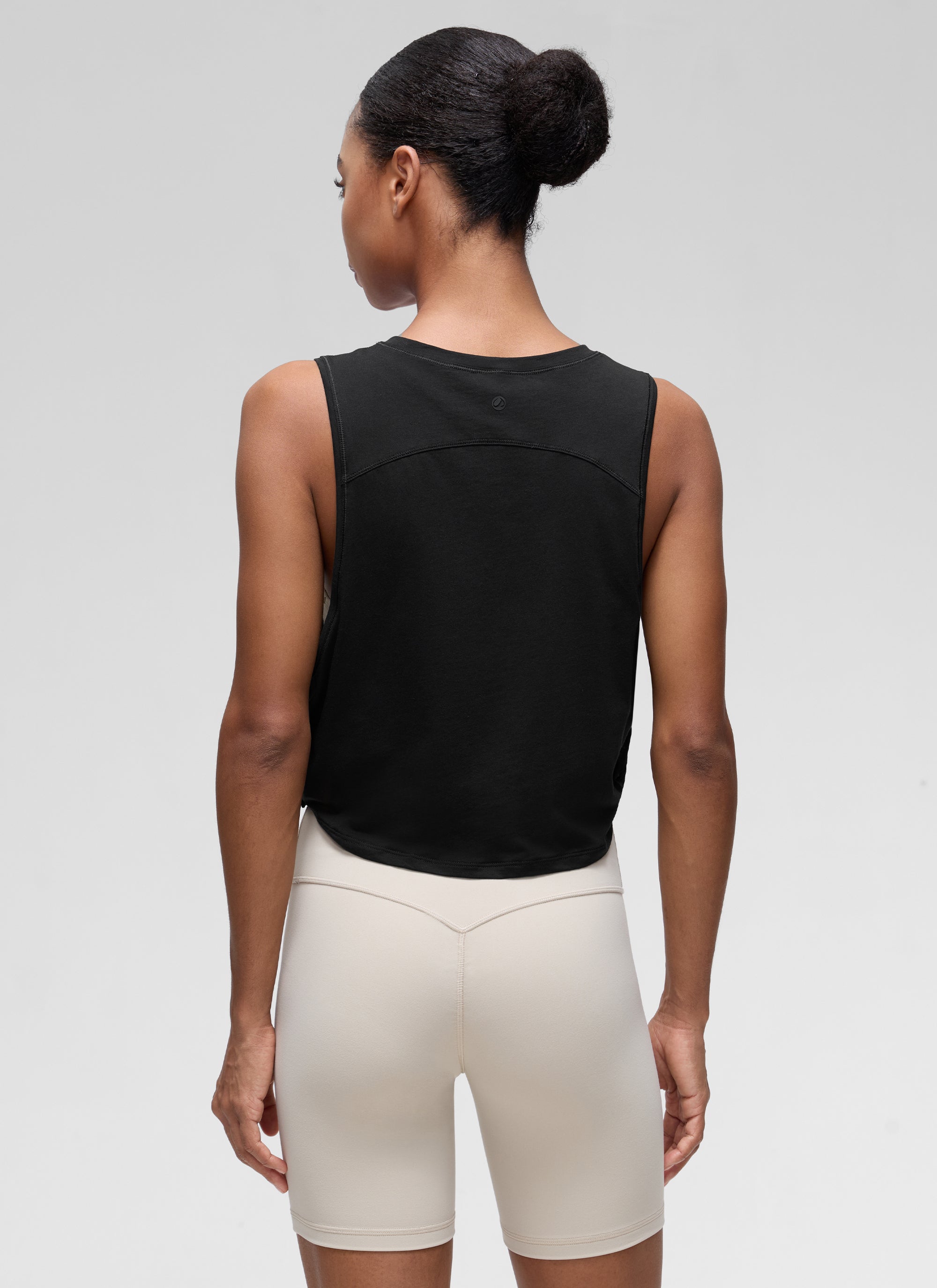 CRZ YOGA Women's Yoga Loose Fit Top Pima Cotton Crop Tank Deep Armhole Black