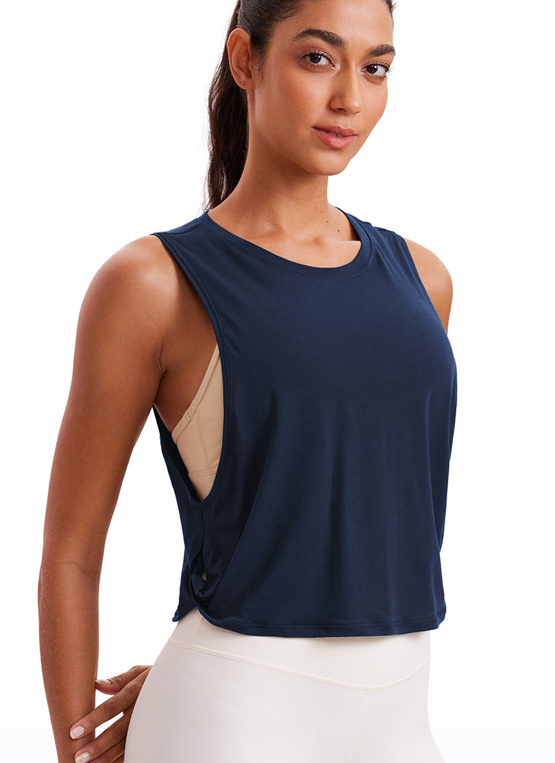 Pima Cotton Crop Tank Deep Armhole