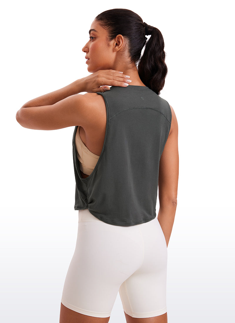 Pima Cotton Crop Tank Deep Armhole