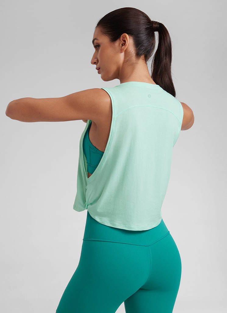 CRZ YOGA Women's Yoga Loose Fit Top Pima Cotton Crop Tank Deep Armhole Ink Blue 2