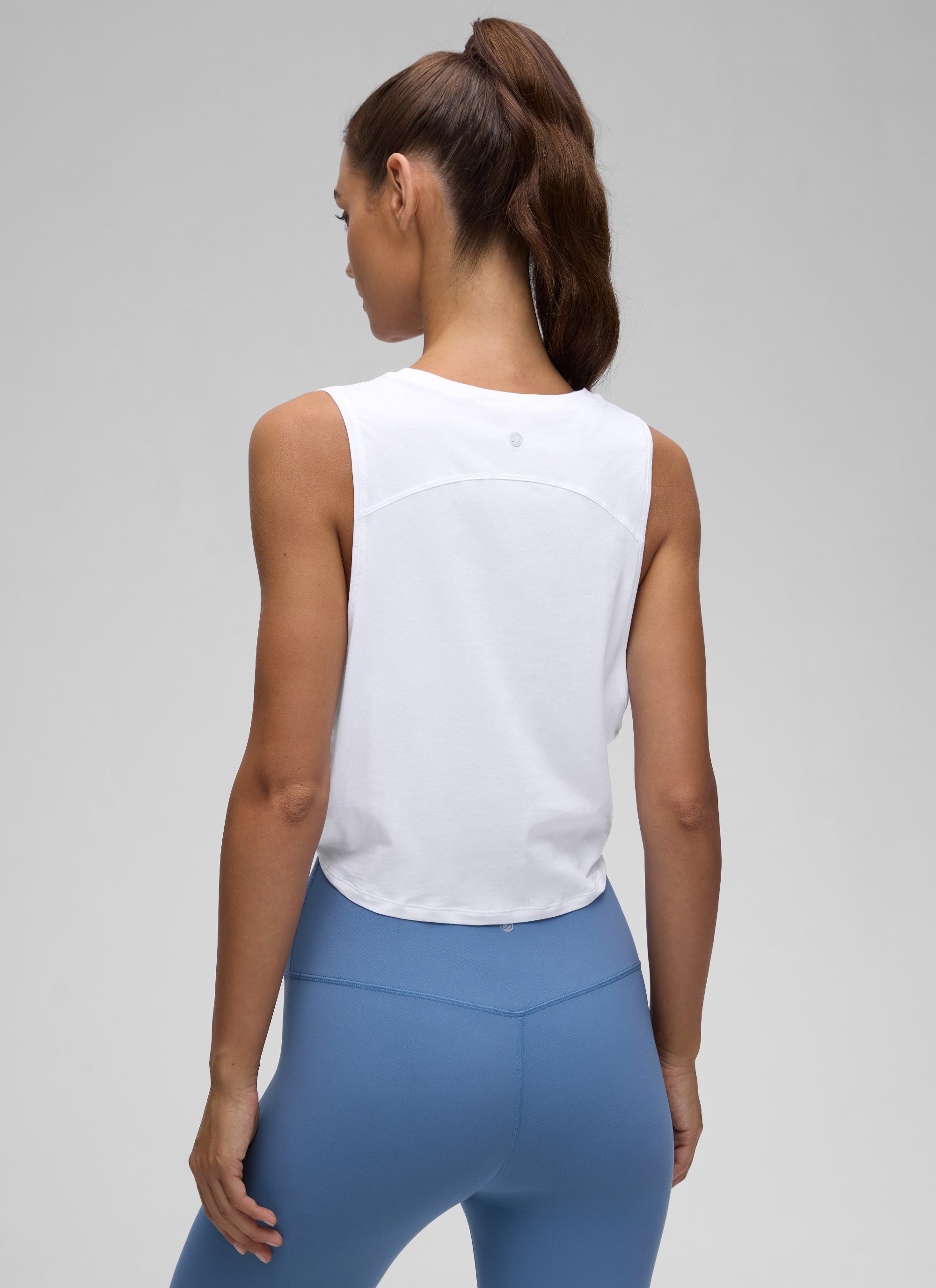 CRZ YOGA Women's Yoga Loose Fit Top Pima Cotton Crop Tank Deep Armhole White