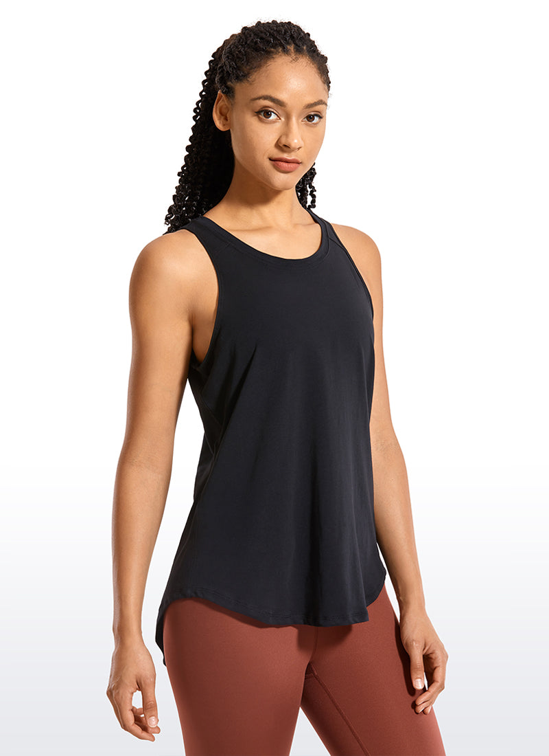 Pima Cotton Tank Split Open Back