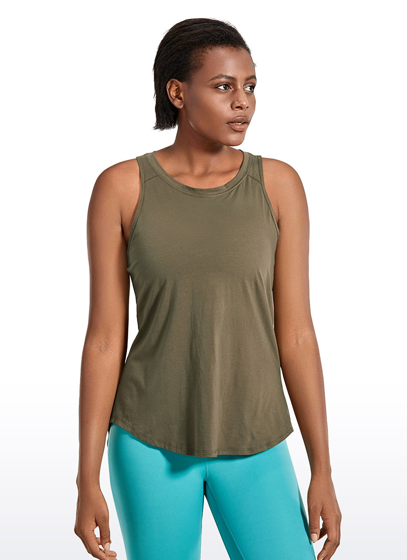 Pima Cotton Tank Split Open Back