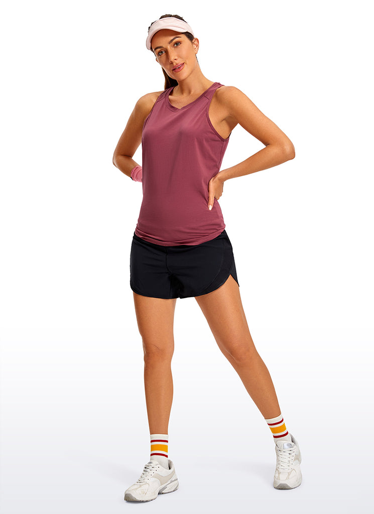 CRZ YOGA Women's Yoga Loose Fit Tops Pima Cotton Tank Split Open Back White