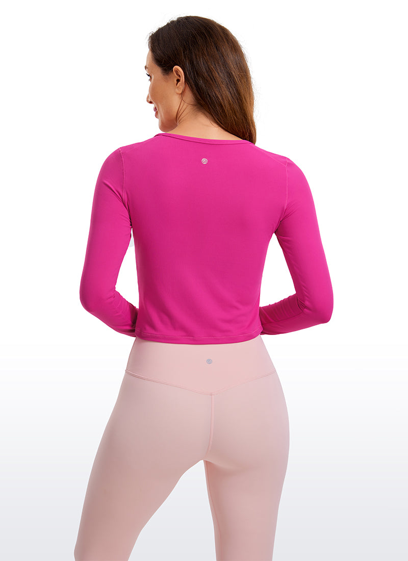 Brushed Long Sleeve with Thumbholes Cropped