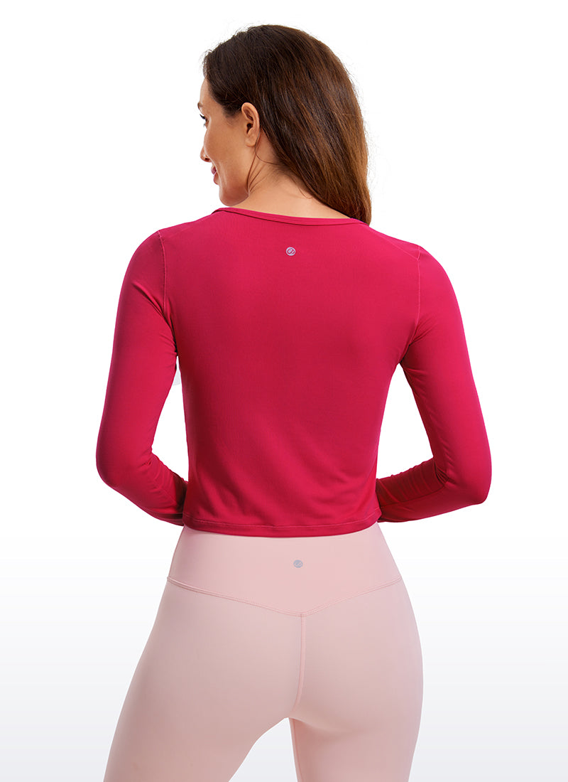 Brushed Long Sleeve with Thumbholes Cropped