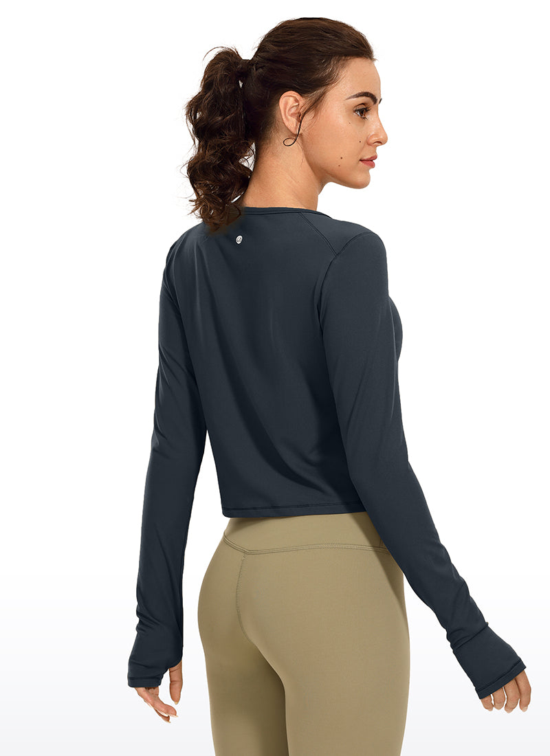 Brushed Long Sleeve with Thumbholes Cropped