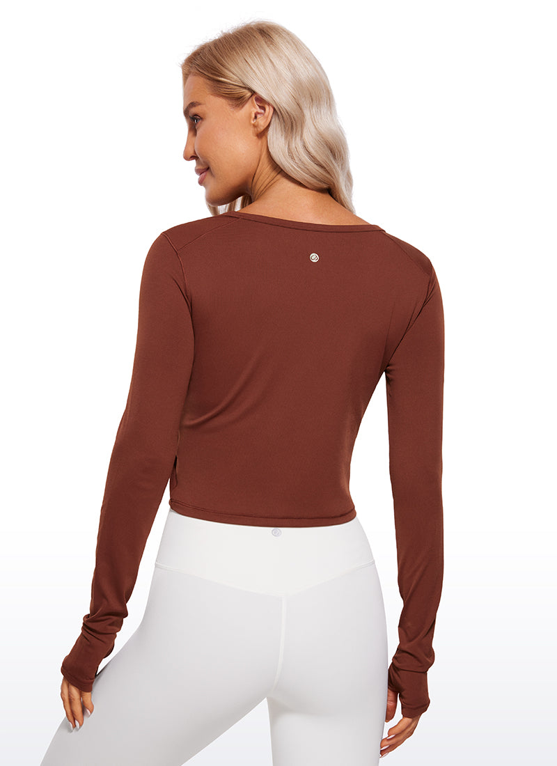 Brushed Long Sleeve with Thumbholes Cropped