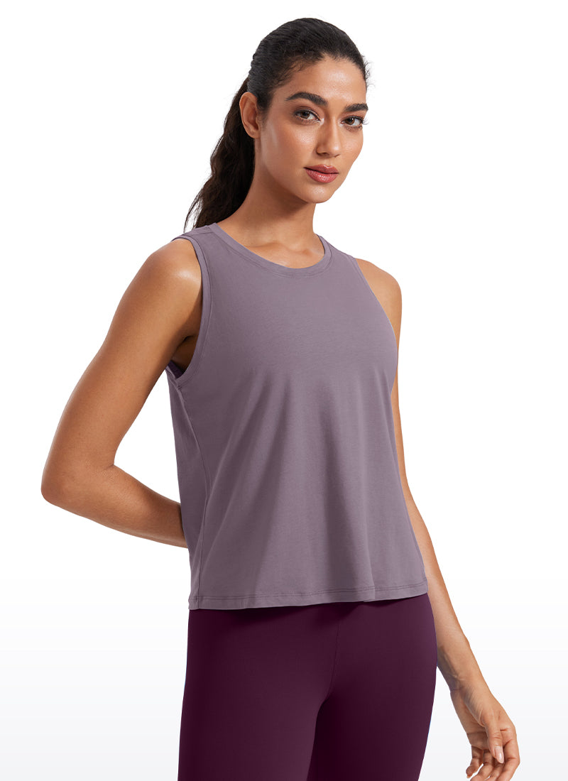 Pima Cotton Crop Tank Round Neck