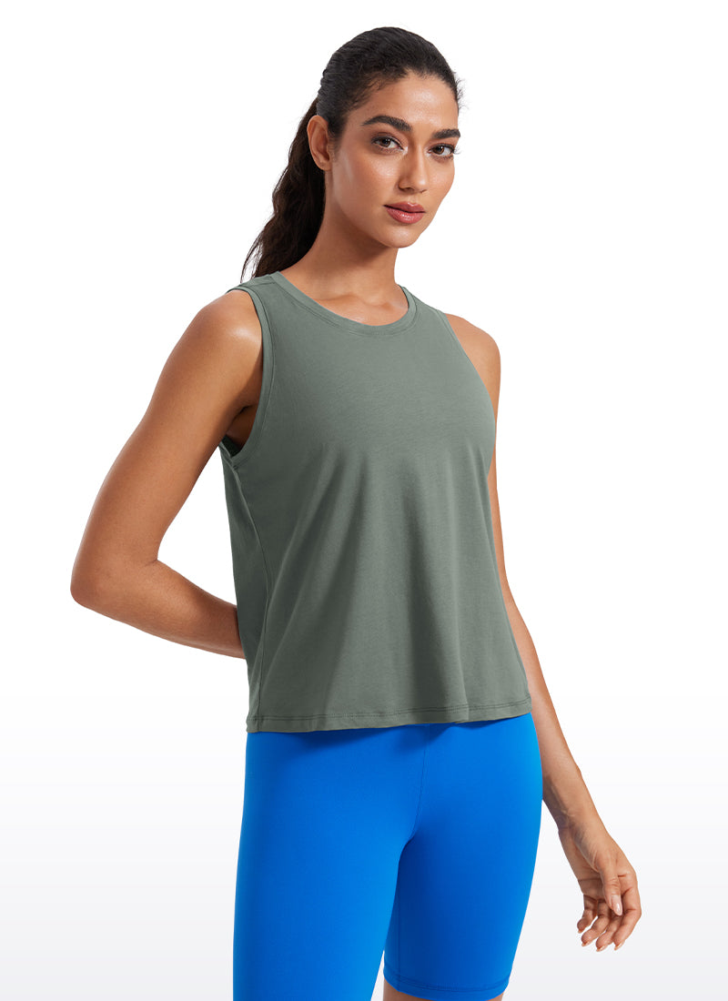 Pima Cotton Crop Tank Round Neck