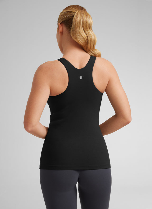 CRZ YOGA Women's Yoga Slim Fit Top Butterluxe Tank Racerback High Neck Black @model_info:L