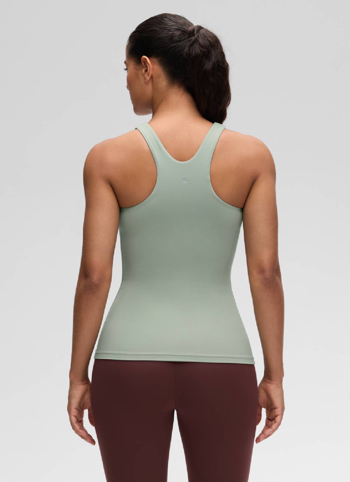 CRZ YOGA Women's Yoga Slim Fit Top Butterluxe Tank Racerback High Neck Green Palm Court @model_info:Carol