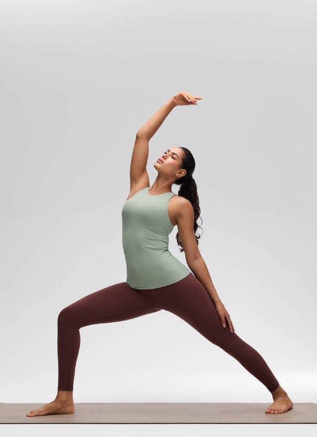 CRZ YOGA Women's Yoga Slim Fit Top Butterluxe Tank Racerback High Neck Green Palm Court